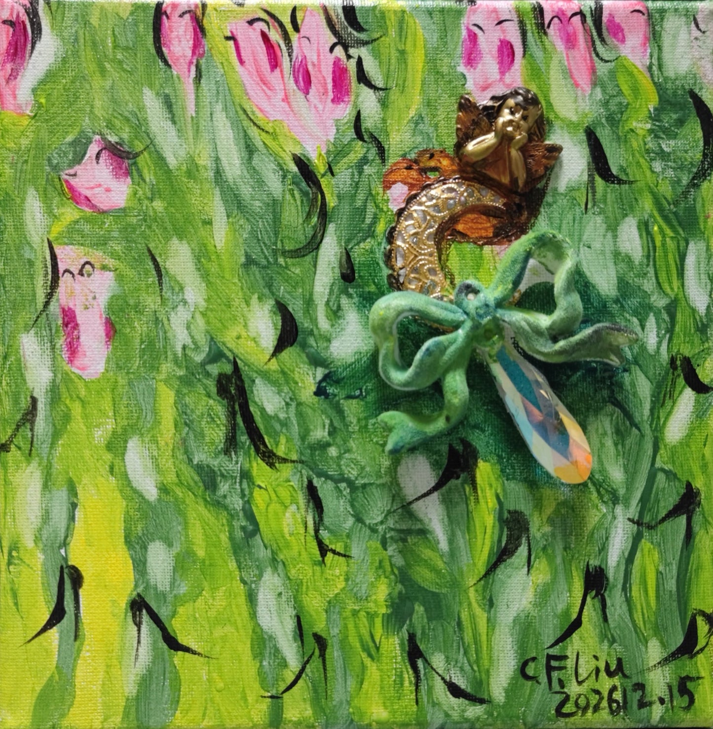The High Heels of the Woman Among the Flowers-Acrylic