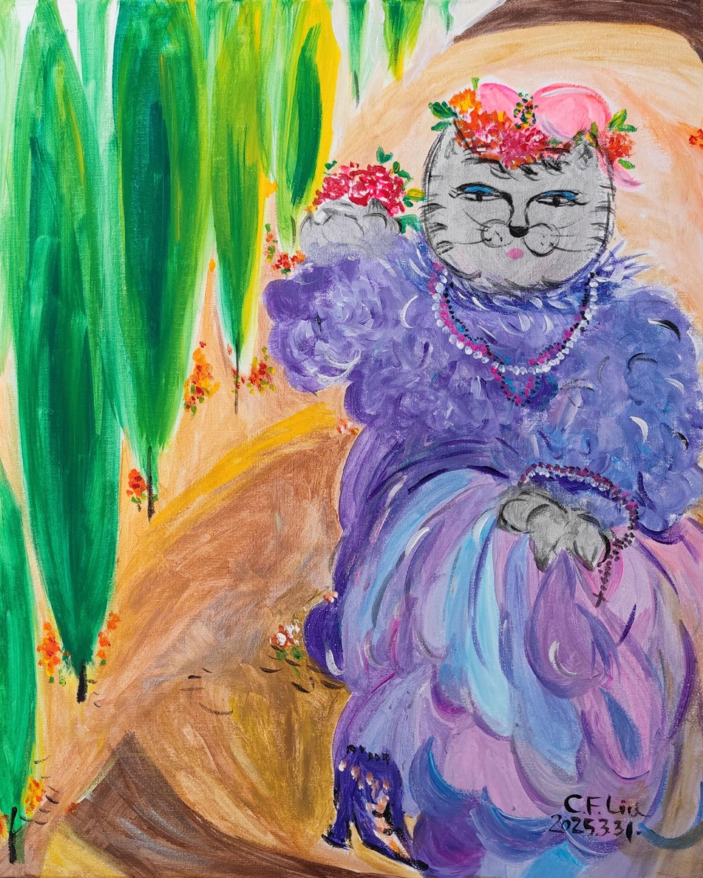 Grandma Cat-Acrylic