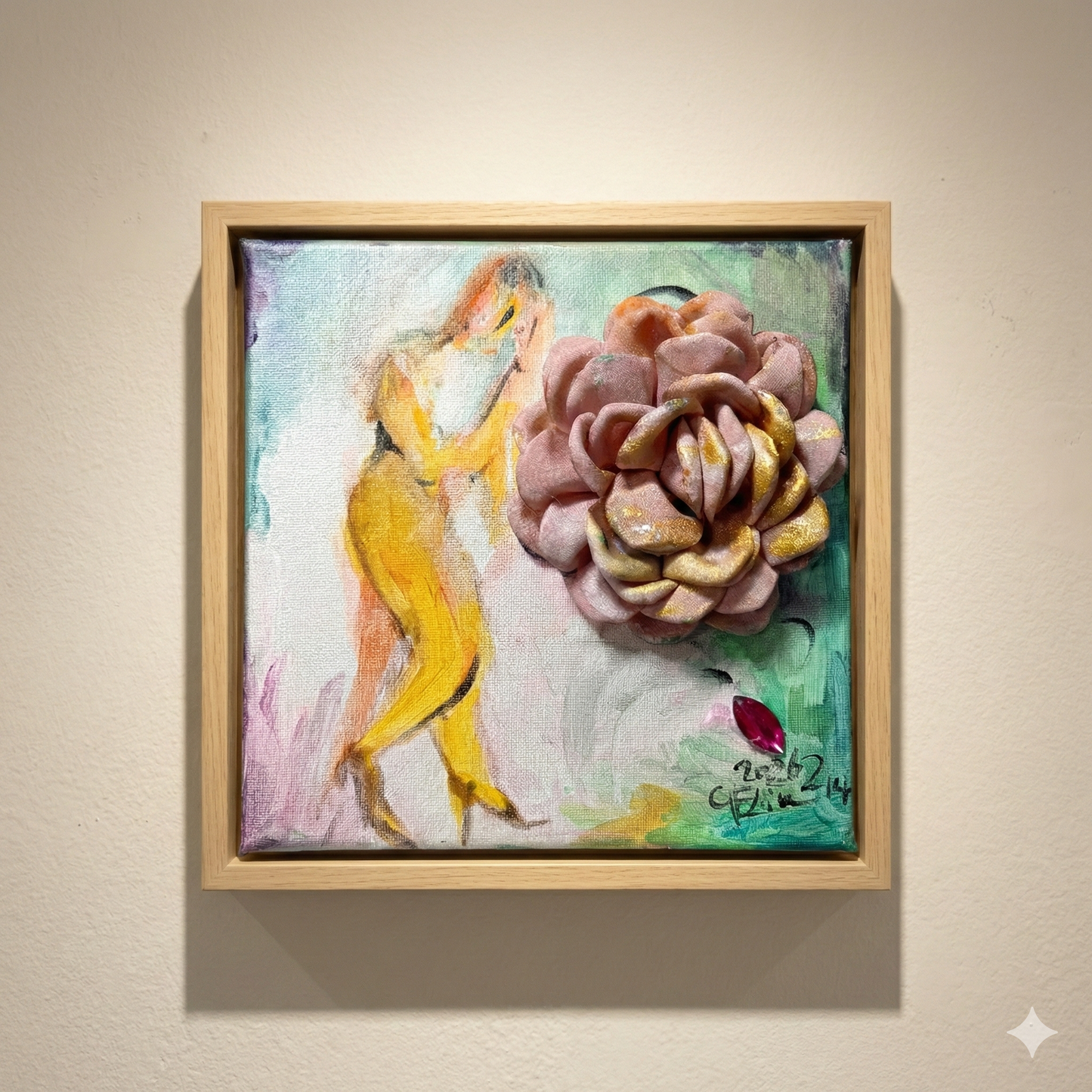 (8x8 inch / 20x20cm) Hand-Painted Acrylic Canvas Art| One-of-a-Kind 3D Textured Media Painting