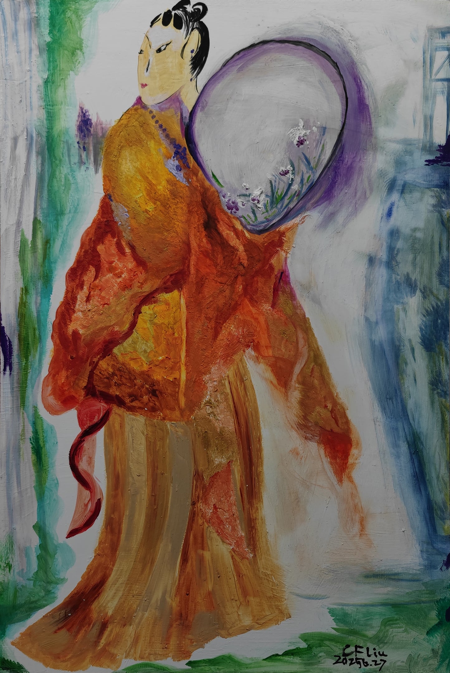 The Woman Holding the Cushion-Oil Painting