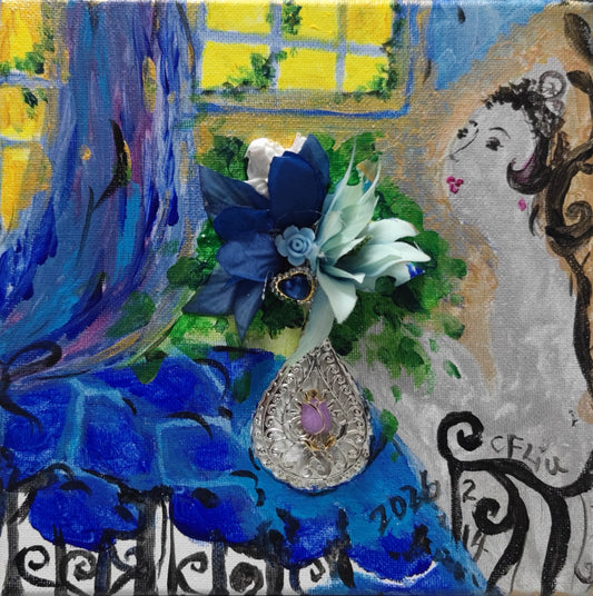 The Gray Woman in the Blue Room-Acrylic