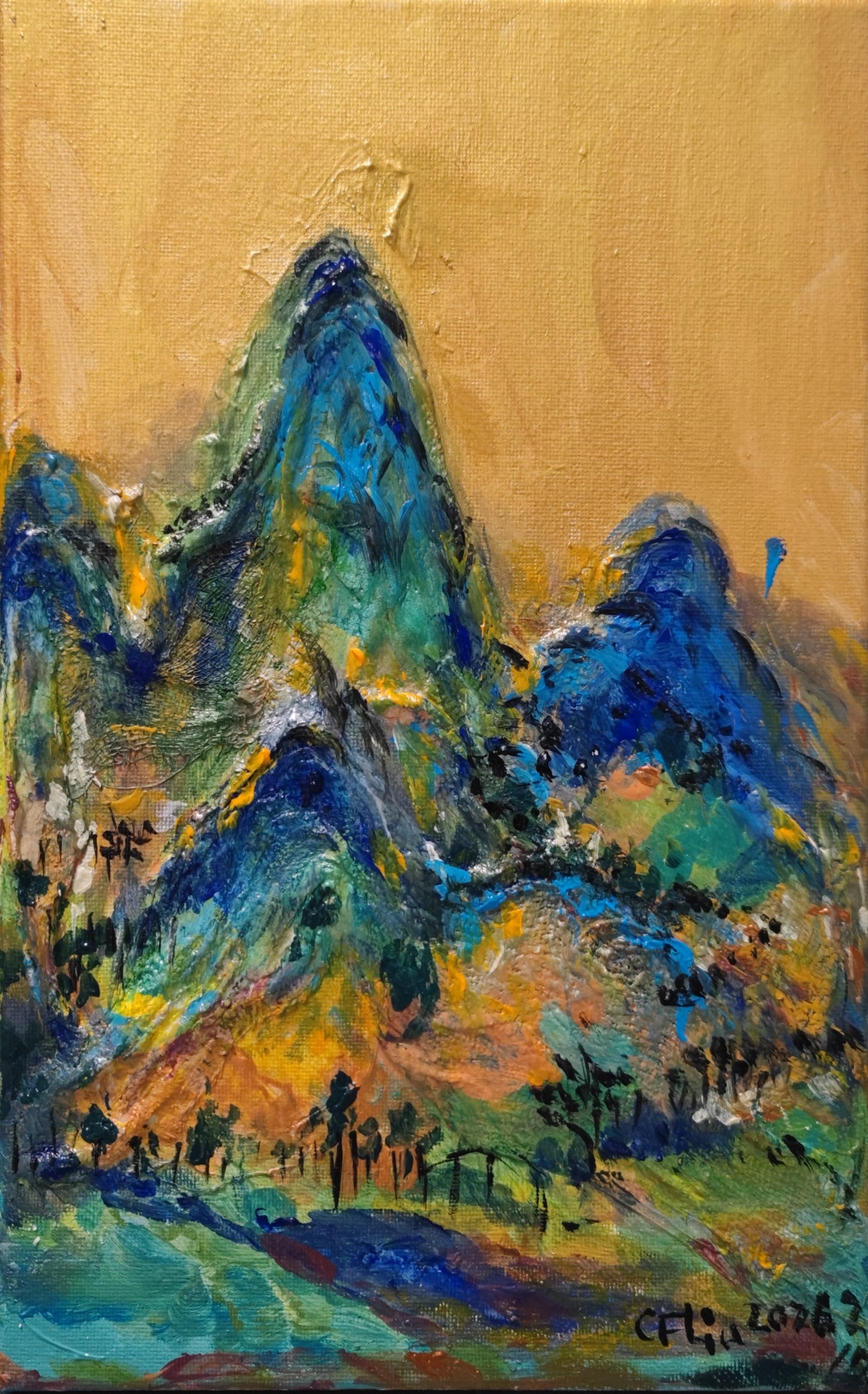 A Panorama of Rivers and Mountains-Acrylic