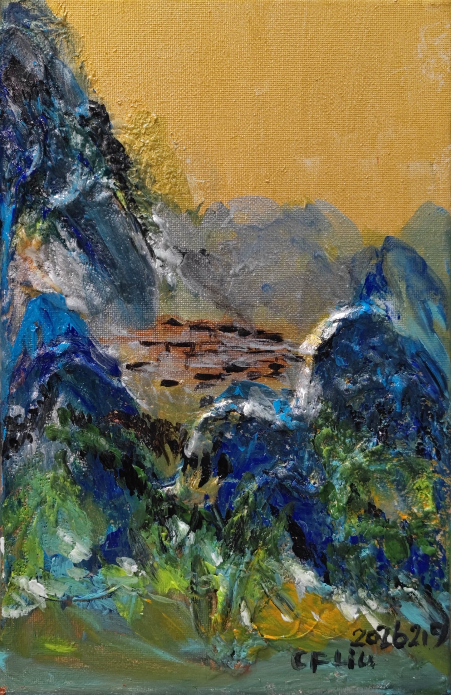 A Panorama of Rivers and Mountains-Acrylic