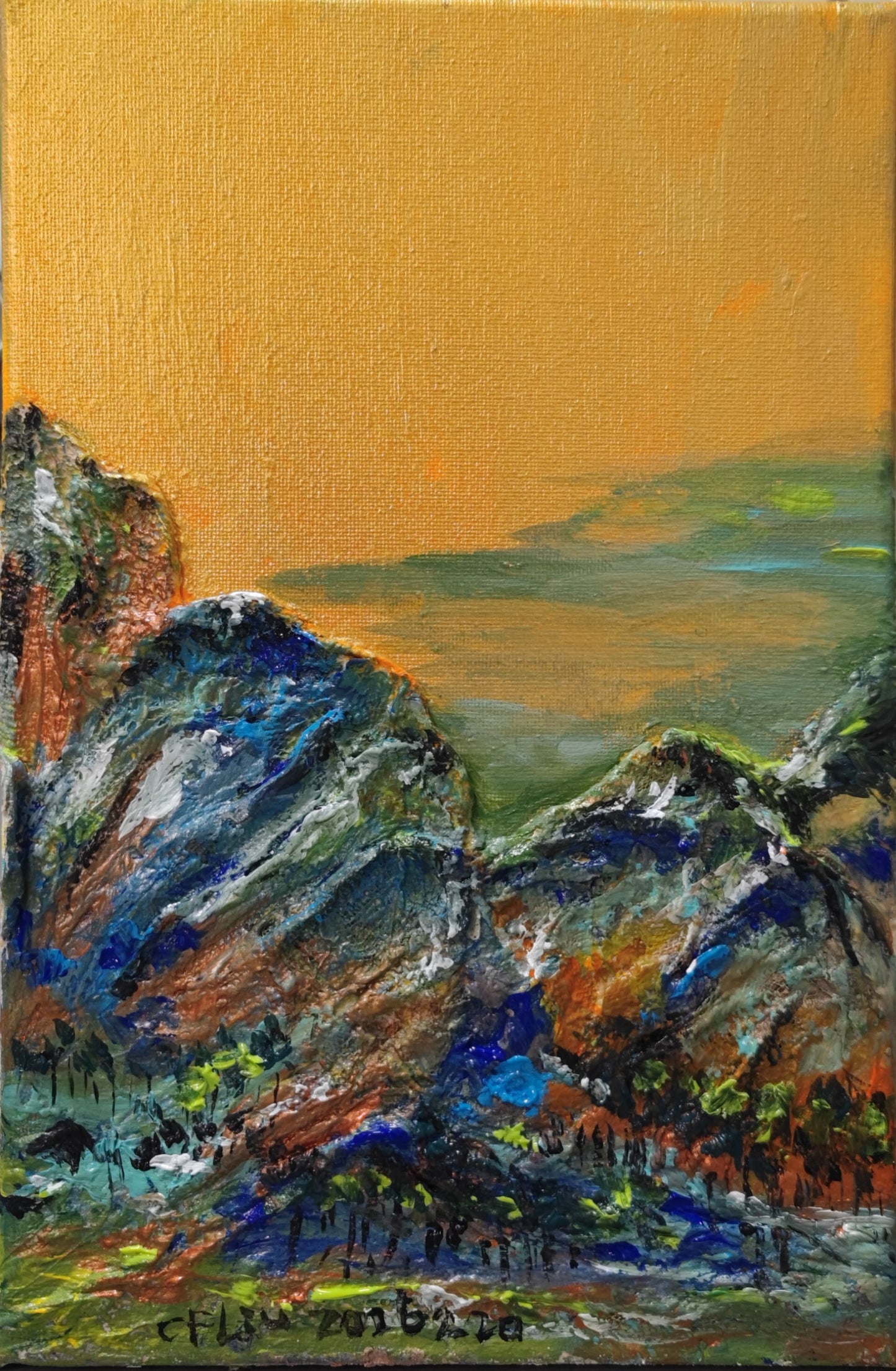 A Panorama of Rivers and Mountains-Acrylic