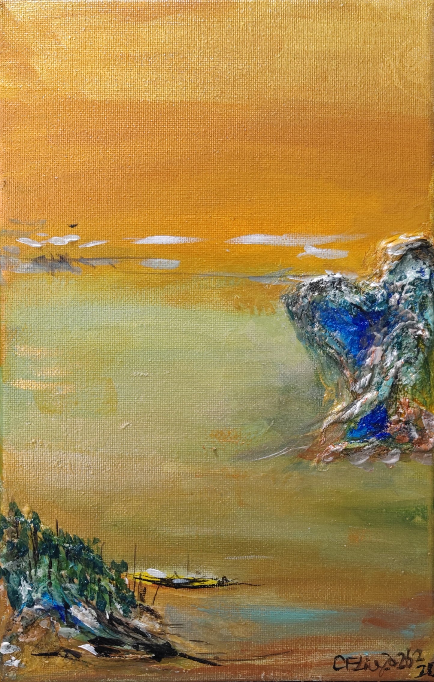 A Panorama of Rivers and Mountains-Acrylic