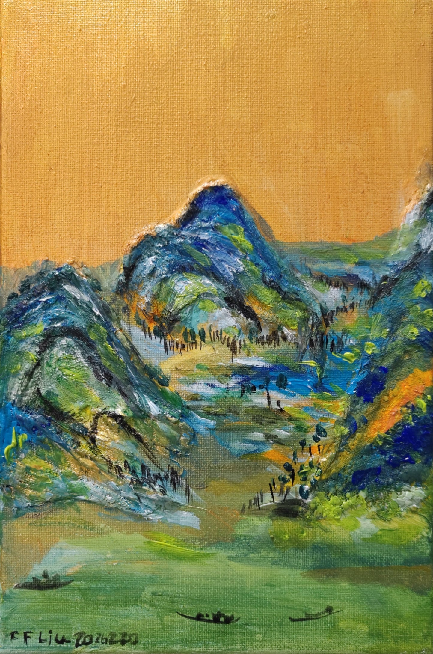 A Panorama of Rivers and Mountains-Acrylic