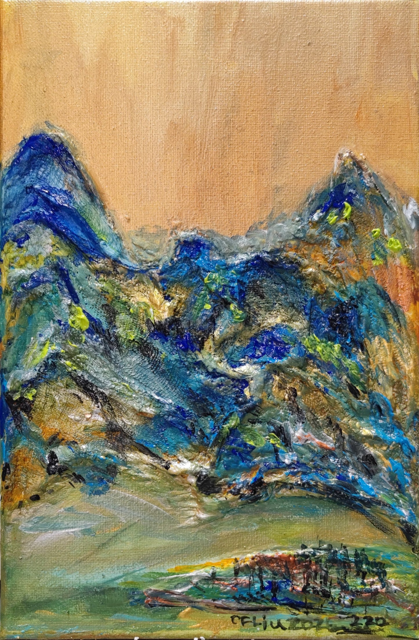 A Panorama of Rivers and Mountains-Acrylic