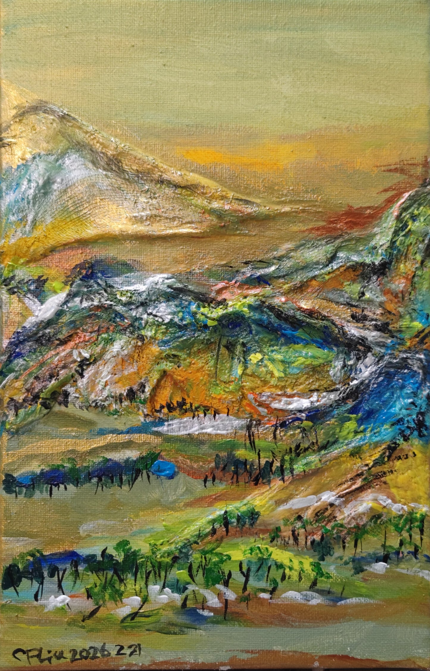 A Panorama of Rivers and Mountains-Acrylic