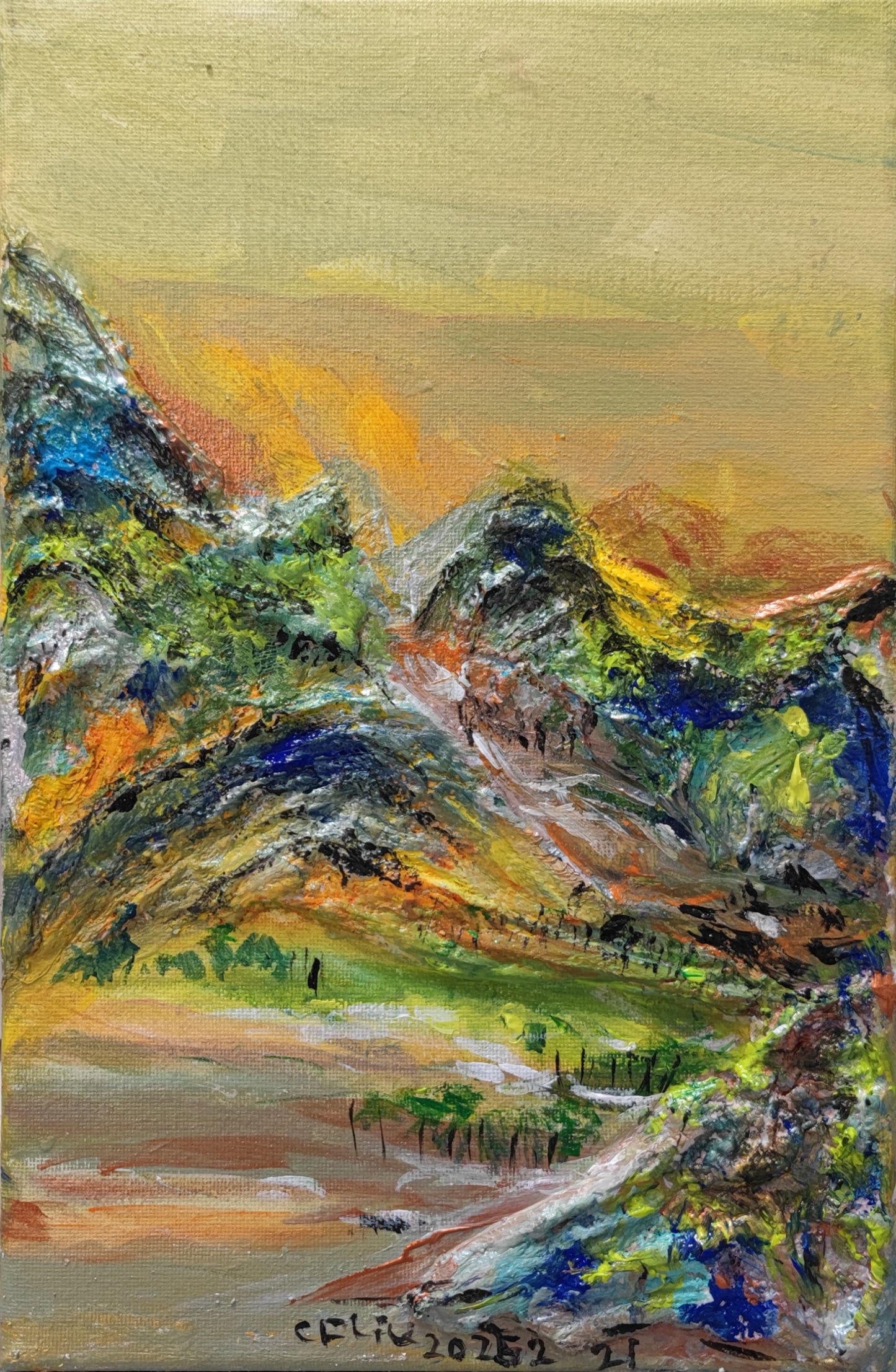 A Panorama of Rivers and Mountains-Acrylic