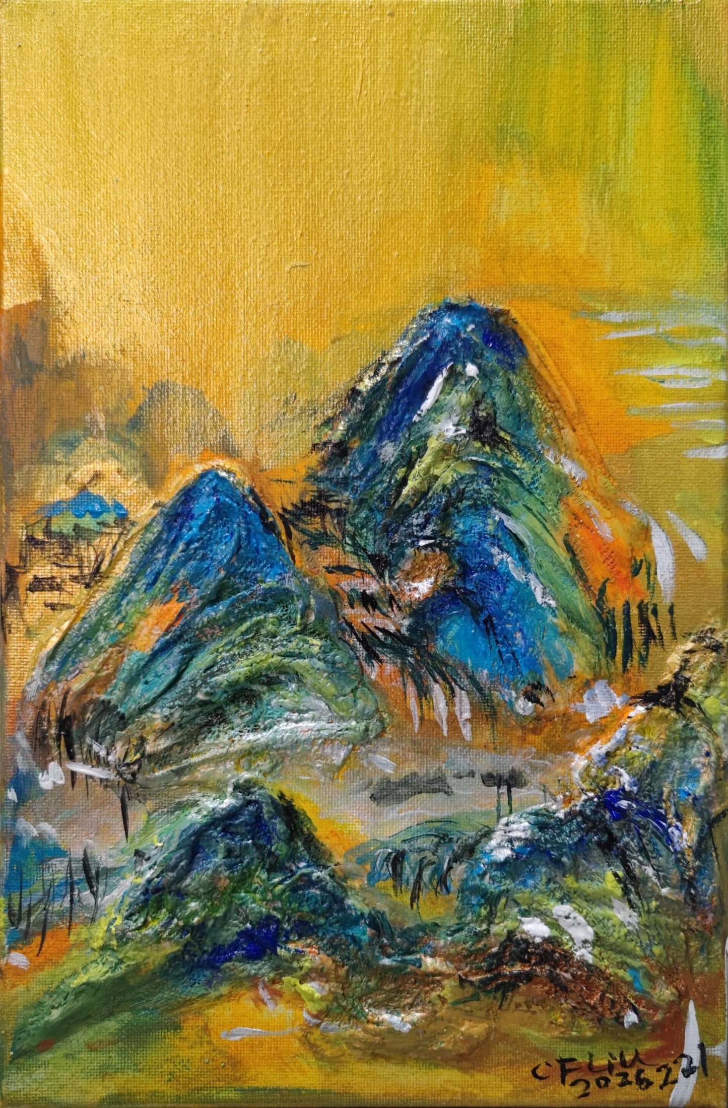 A Panorama of Rivers and Mountains-Acrylic