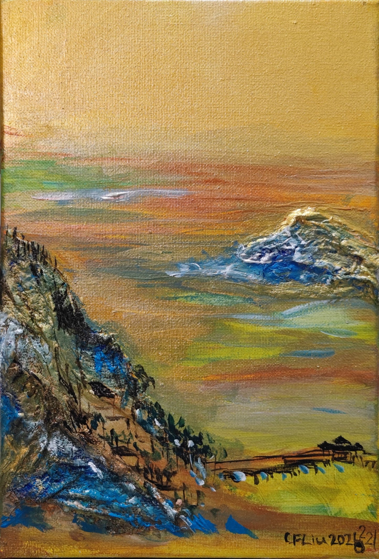 A Panorama of Rivers and Mountains-Acrylic