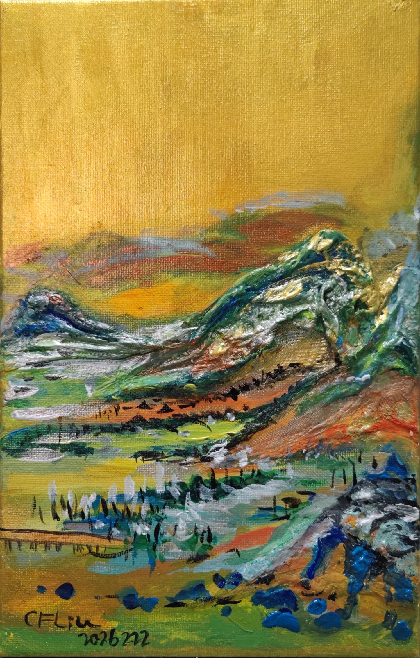 A Panorama of Rivers and Mountains-Acrylic