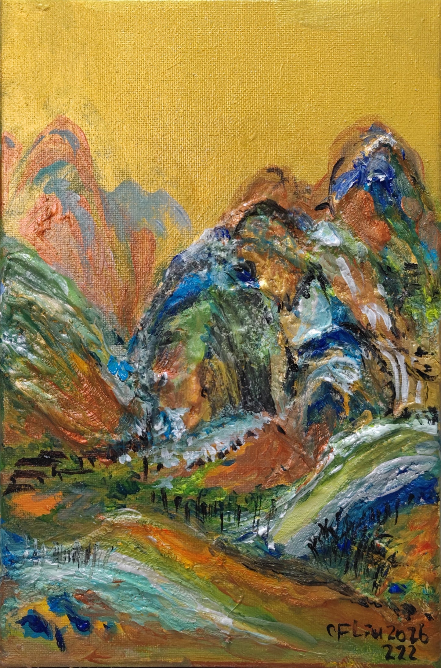 A Panorama of Rivers and Mountains-Acrylic