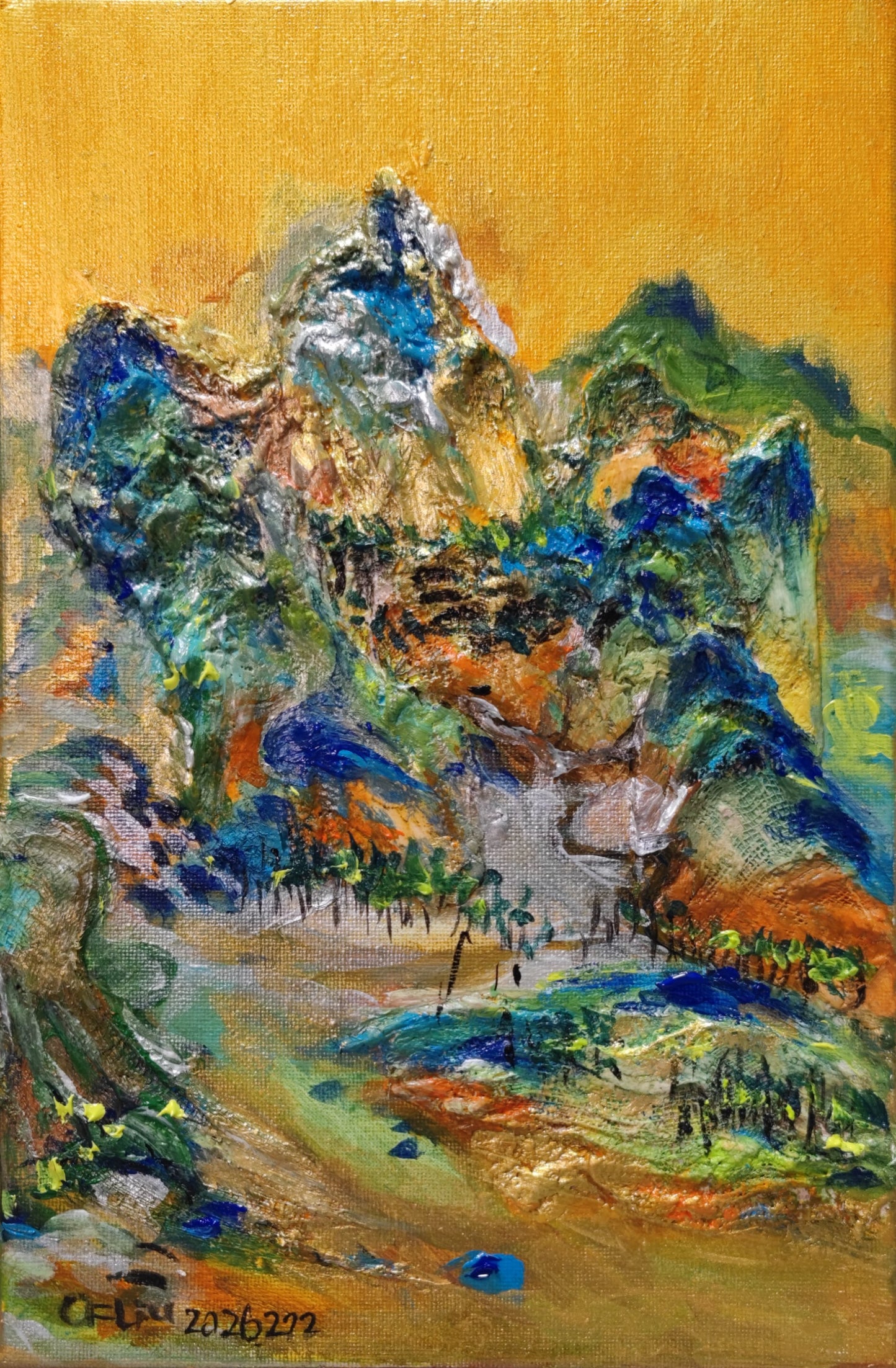 A Panorama of Rivers and Mountains-Acrylic