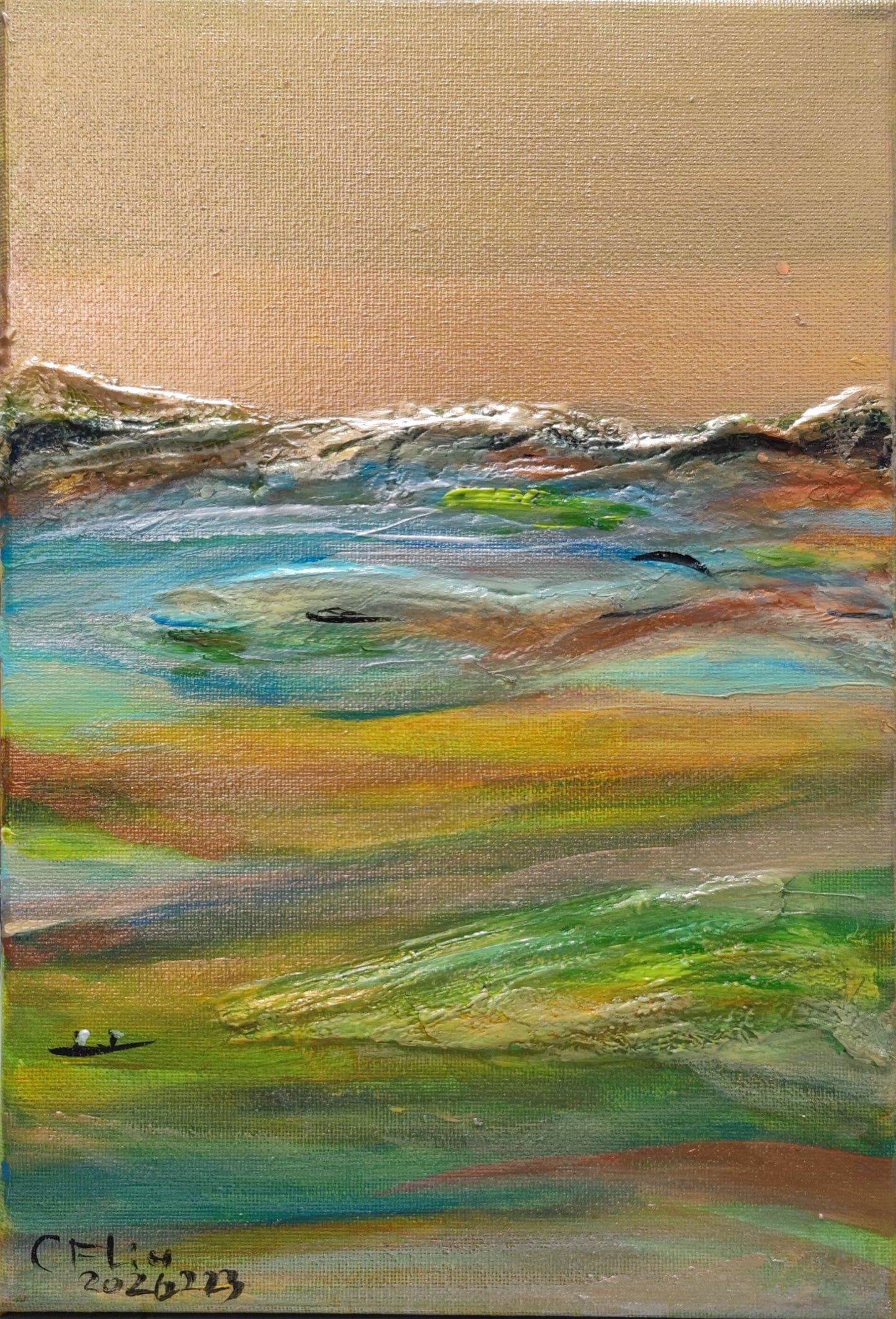 A Panorama of Rivers and Mountains-Acrylic