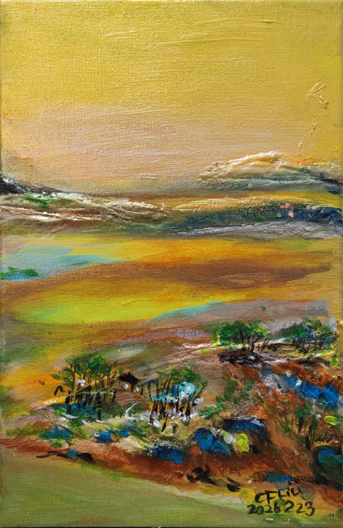 A Panorama of Rivers and Mountains-Acrylic