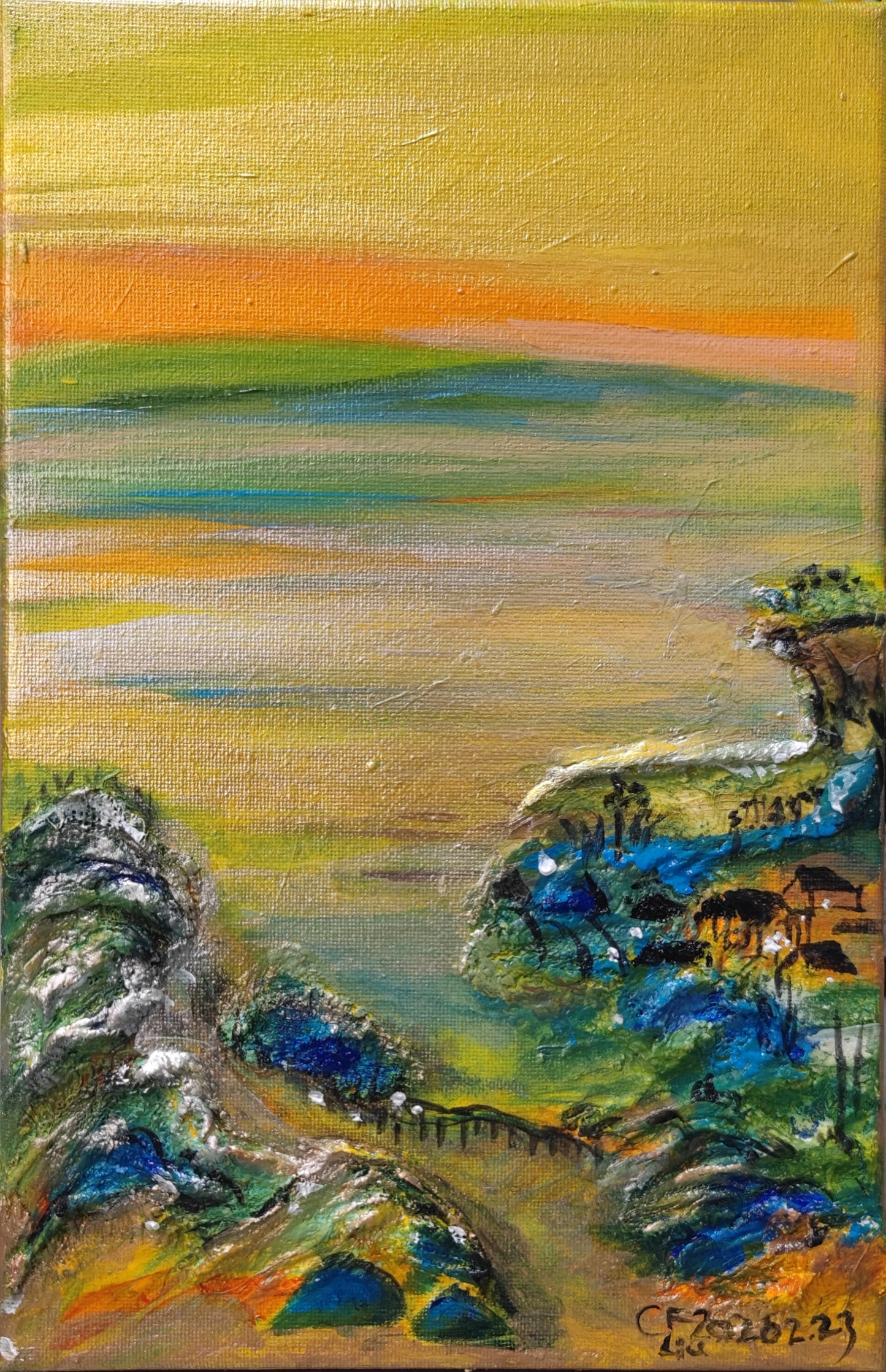 A Panorama of Rivers and Mountains-Acrylic
