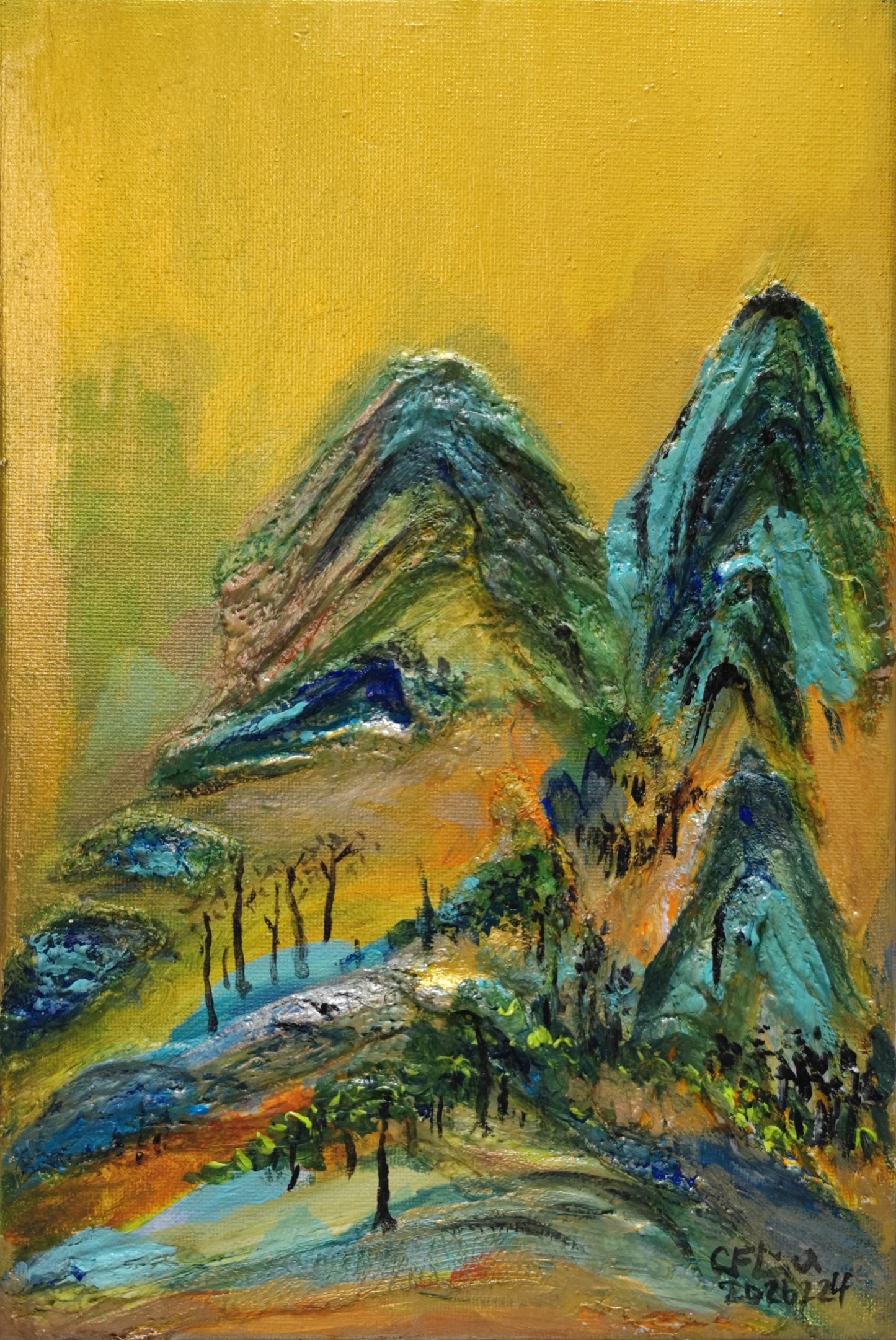 A Panorama of Rivers and Mountains-Acrylic