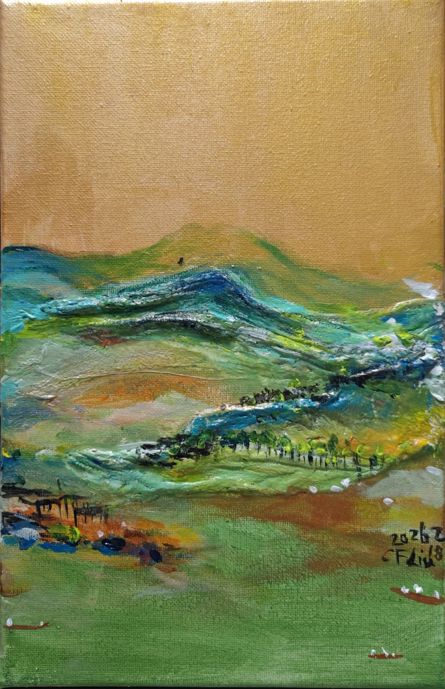 A Panorama of Rivers and Mountains-Acrylic