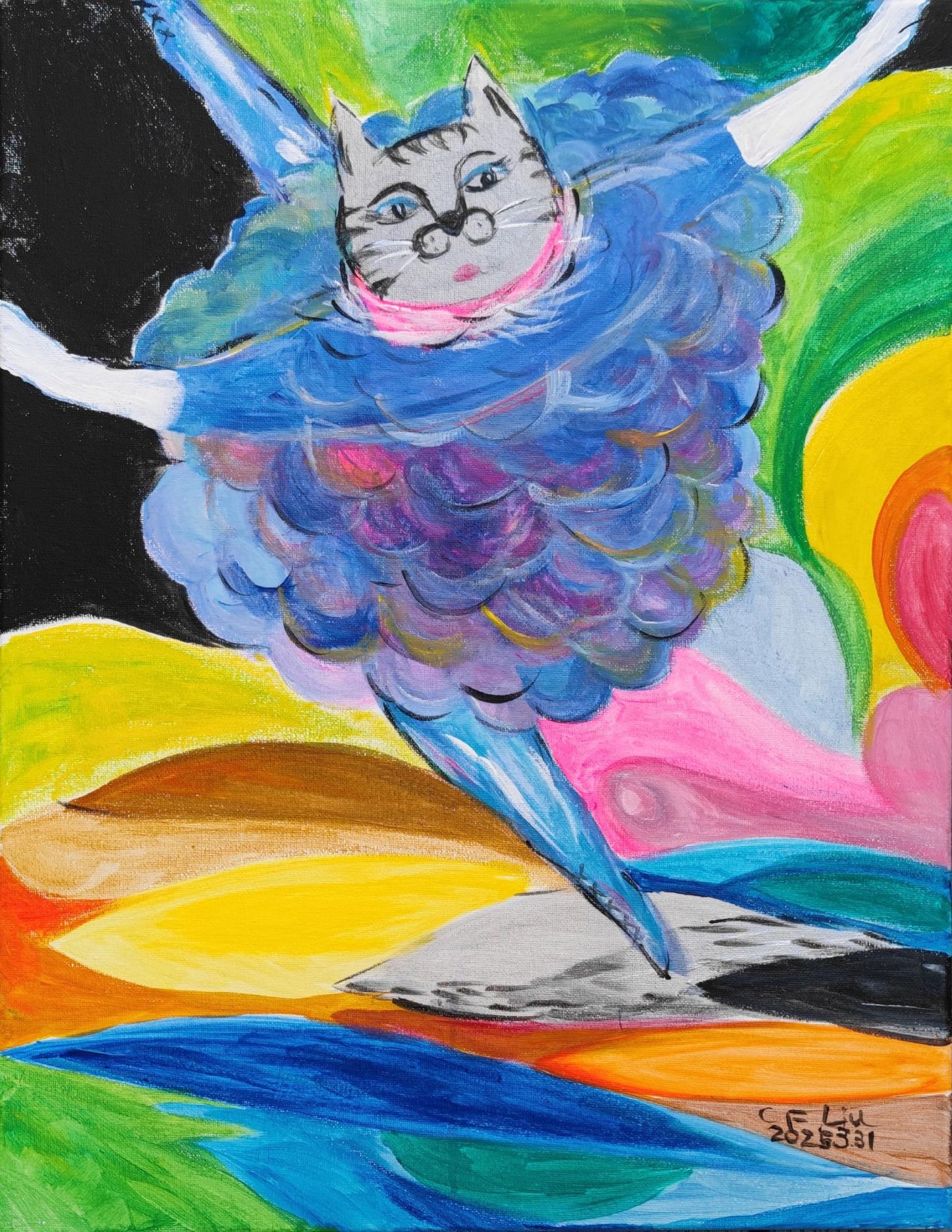 The Cat Who Dances Ballet-Acrylic