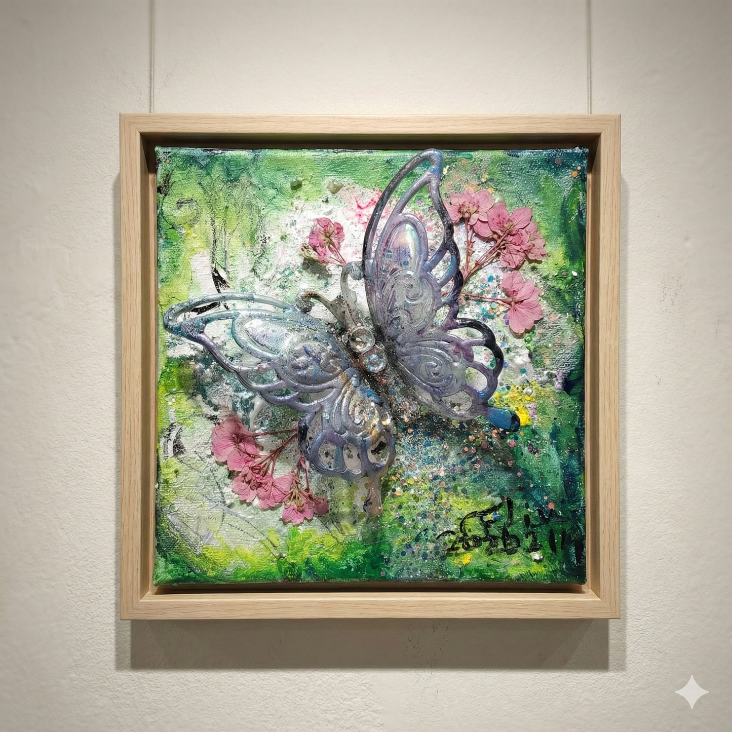 (8x8 inch / 20x20cm) Hand-Painted Acrylic Canvas Art| One-of-a-Kind 3D Textured  Media Painting