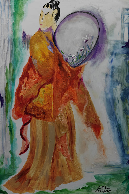 The Woman Holding the Cushion-Oil Painting